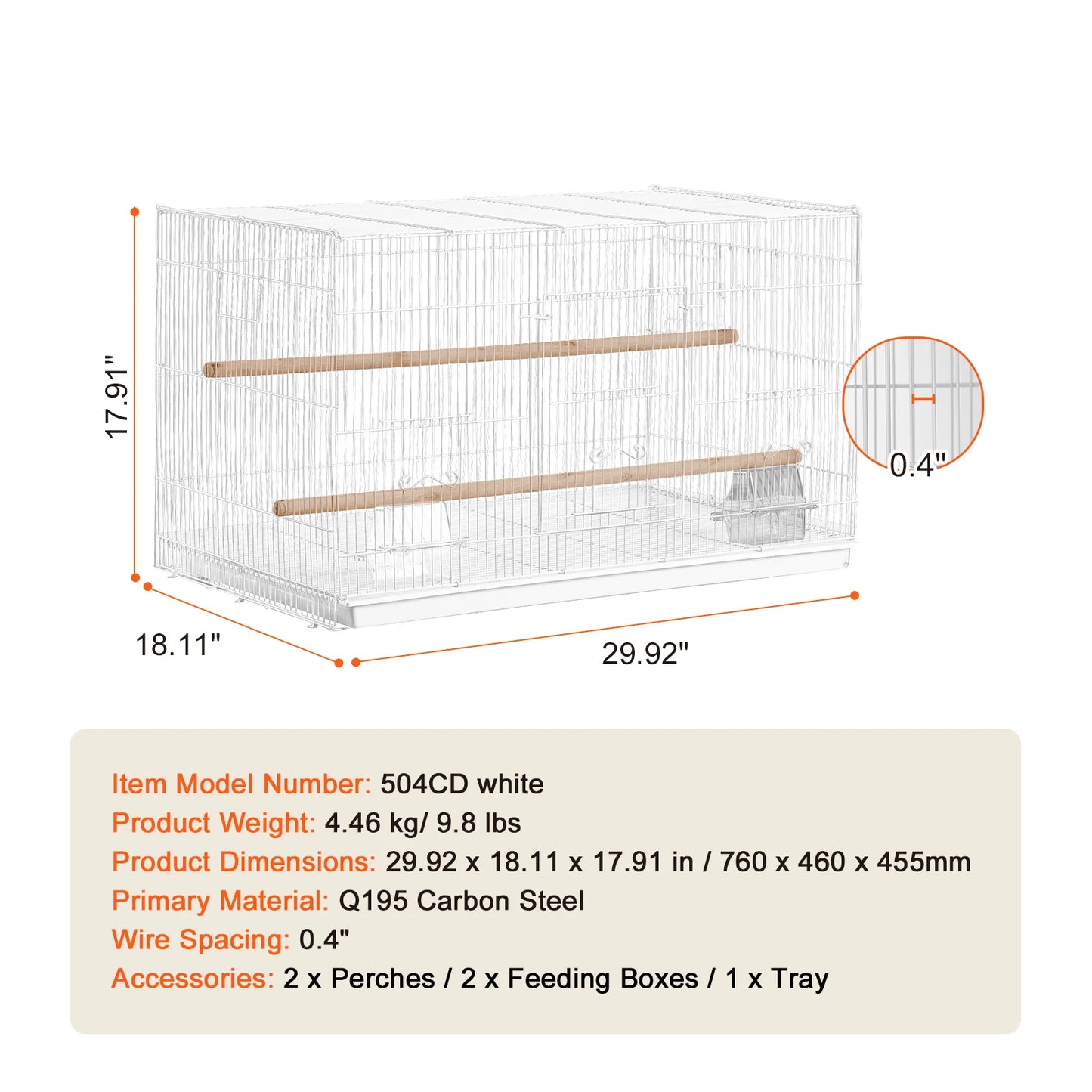 SucceBuy Stackable Divided Bird Cage With Handle And Perch