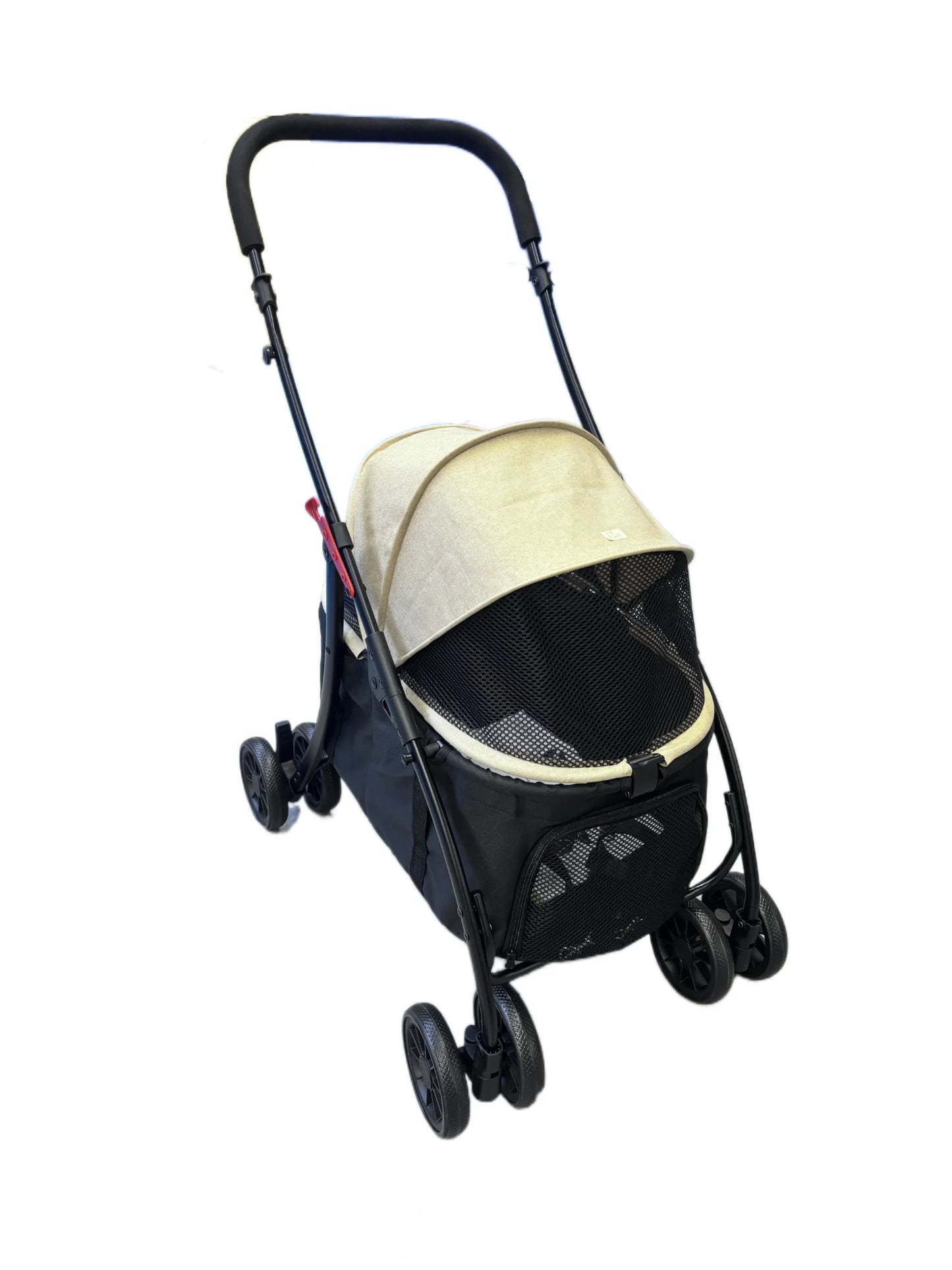 Foldable Four Wheel Pet Stroller With Breathable Mesh Windows