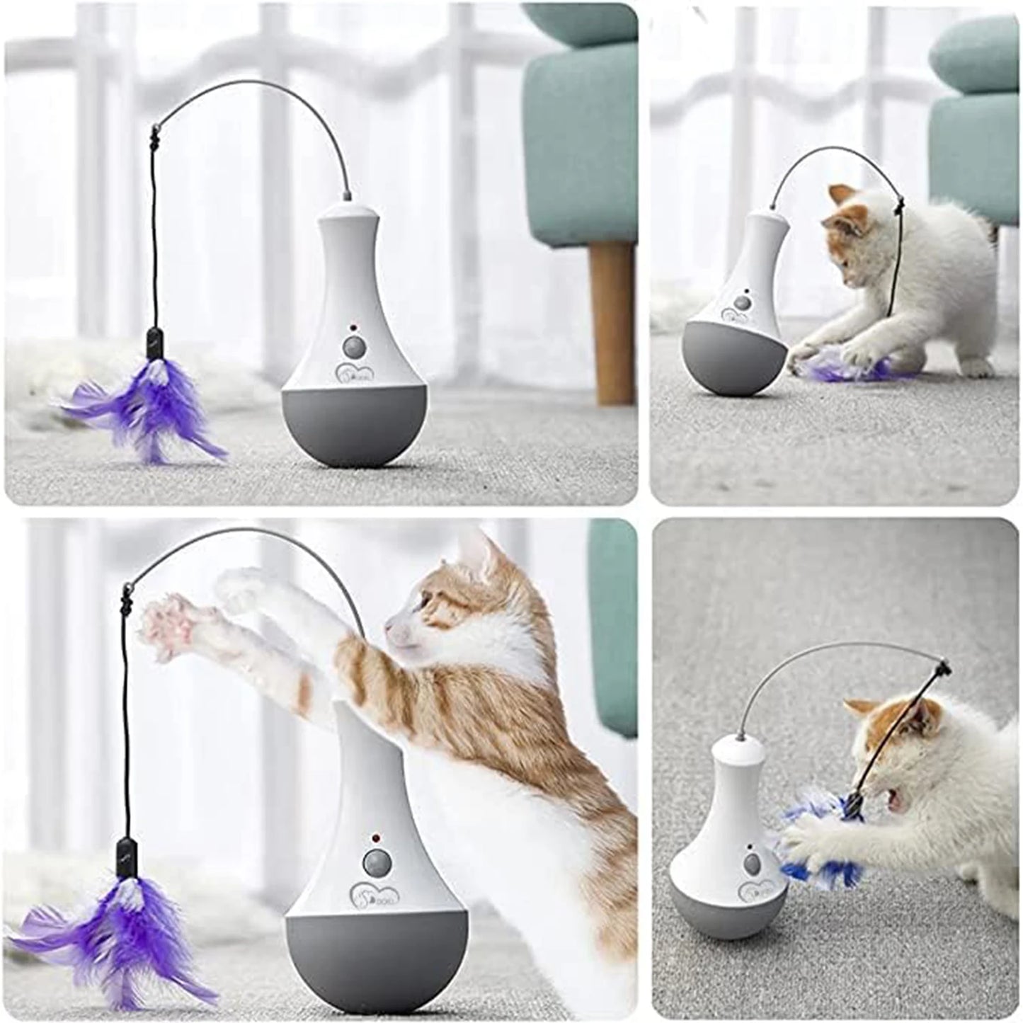 Cat Interactive Feather Toy Teaser For Indoor Play Rotation