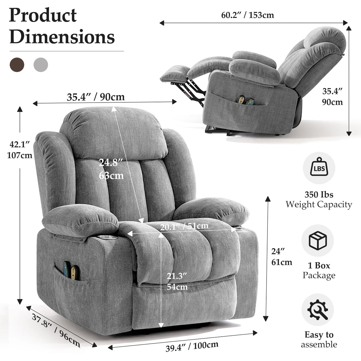 Kerdom Power Lift Recliner with Vibration Massage and Lumbar Heating