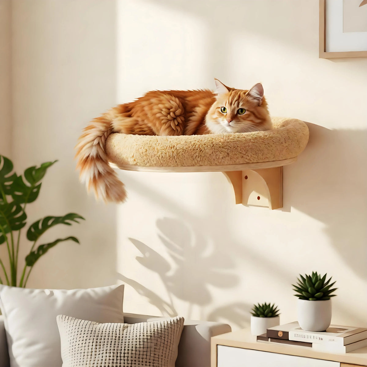 Solid Wood Wall Mounted Cat Climbing Ladder And Scratching Post