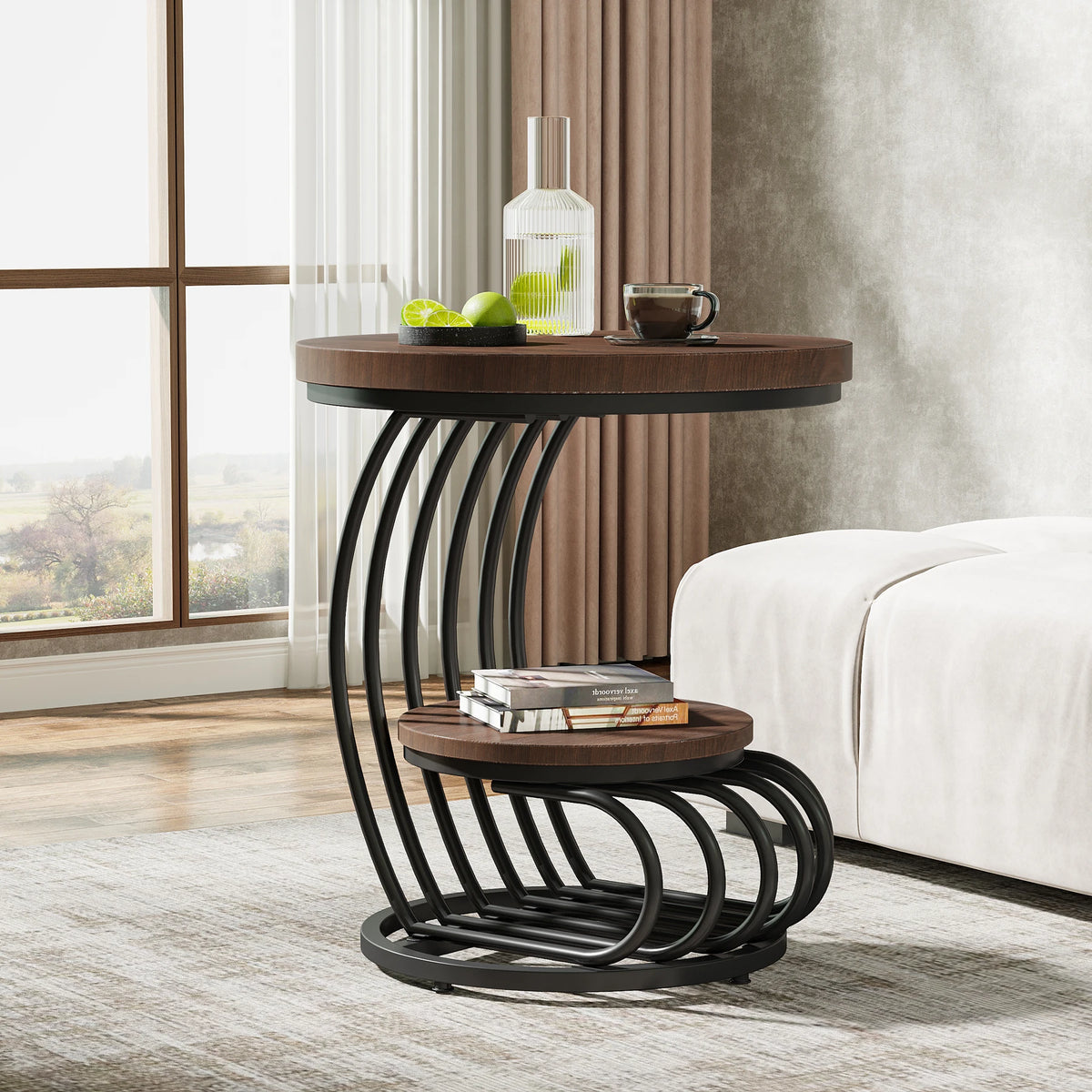 Tribesigns Modern Two Tier Faux Marble Bedside Table With Storage