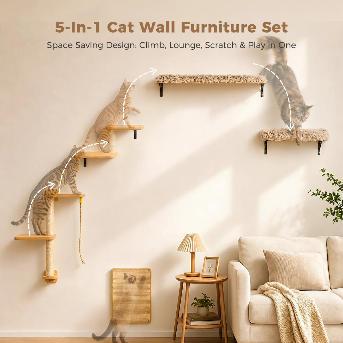PAWZ Road Wooden Cat Climbing Wall Shelves And Perches