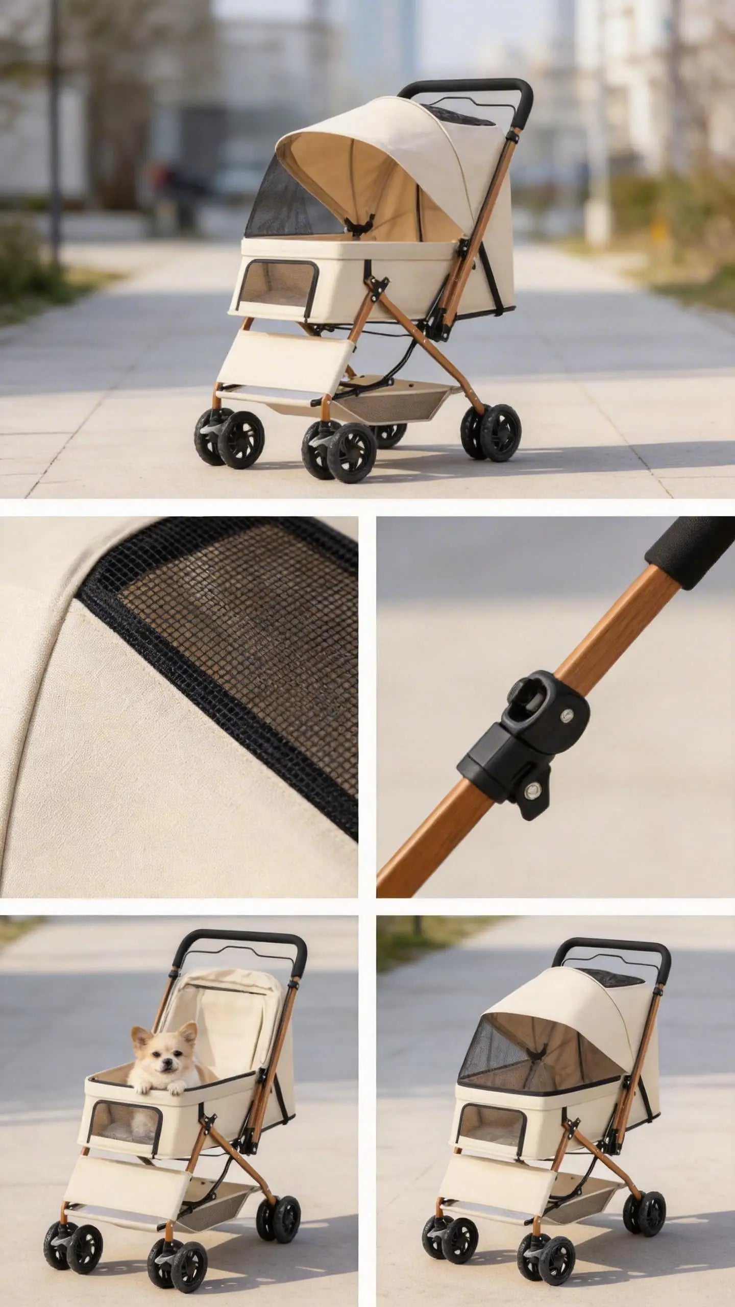 Stable Four Wheel Pet Stroller Portable Travel Cart For Pets