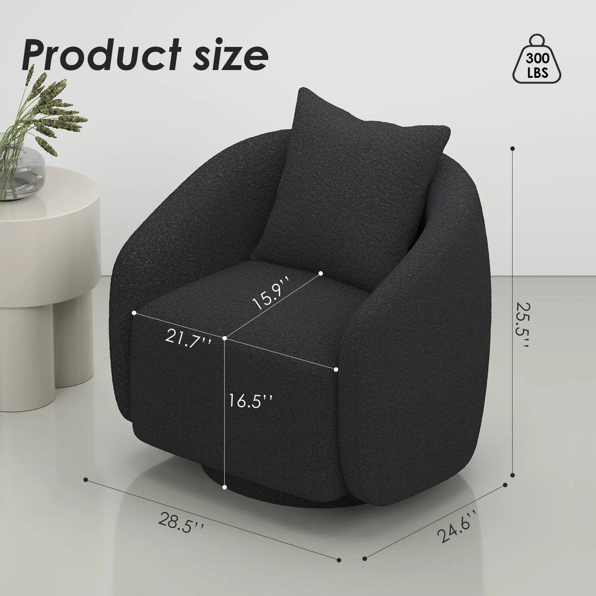 FARINI Swivel Barrel Armchair With Fabric And Metal Frame