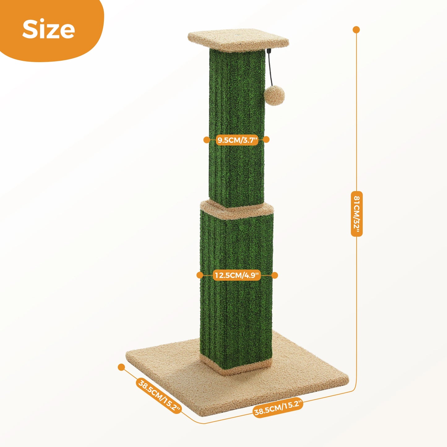 Pawz Road Woven Sisal Cat Scratching Post With Dangling Ball