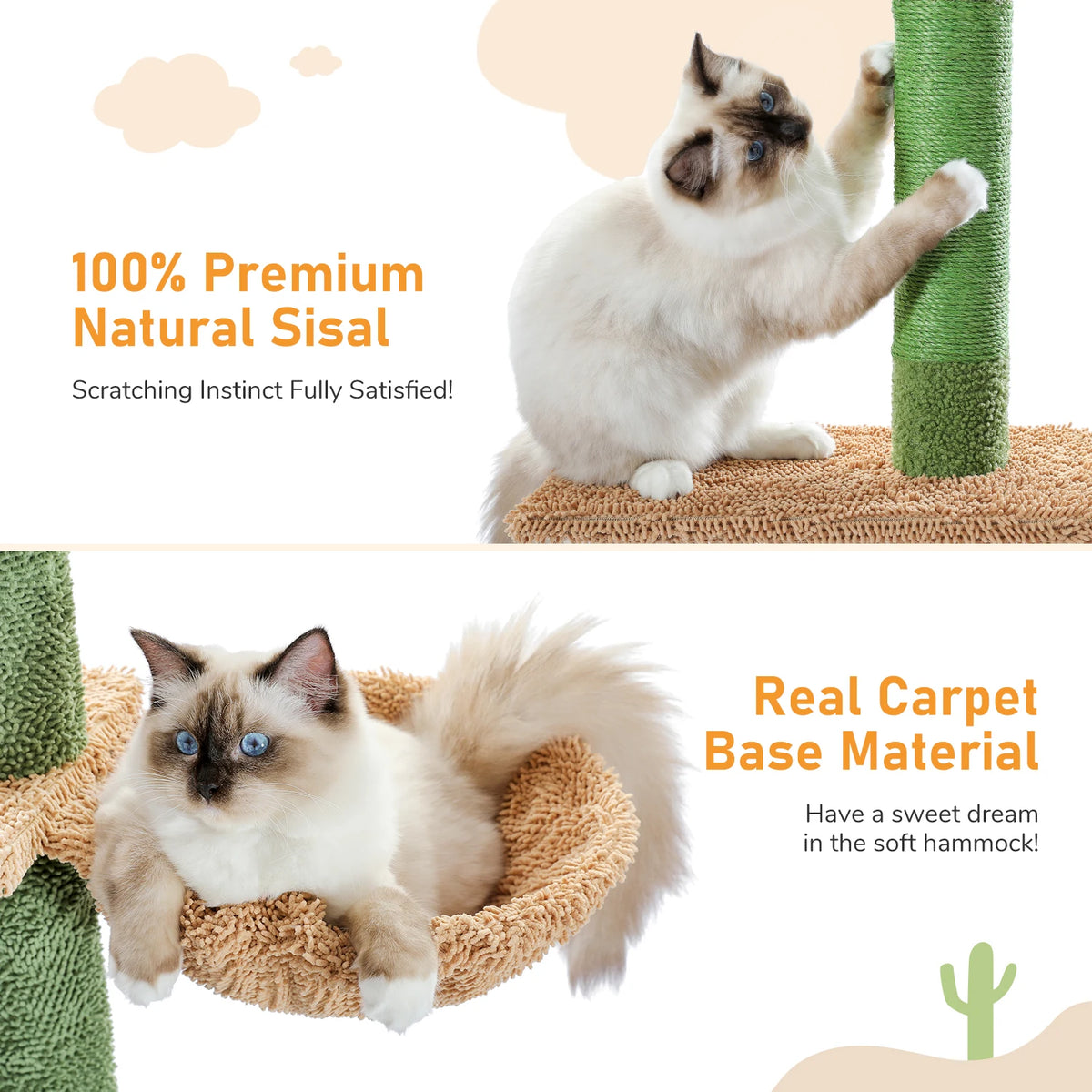 Pawz Road 5 Tier Cactus Cat Tower With Hammock Scratcher