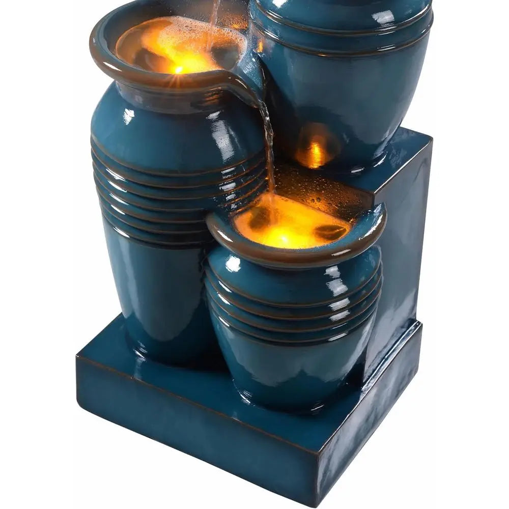 UKMJ Four Tier Cascading Bowl Fountain With LED Garden Lighting