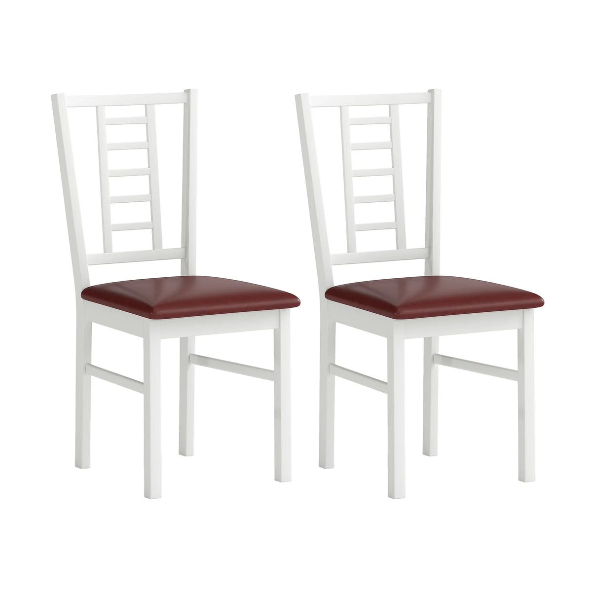 HOMASIS Rubber Wood Dining Chairs Set With Slatted Backrest