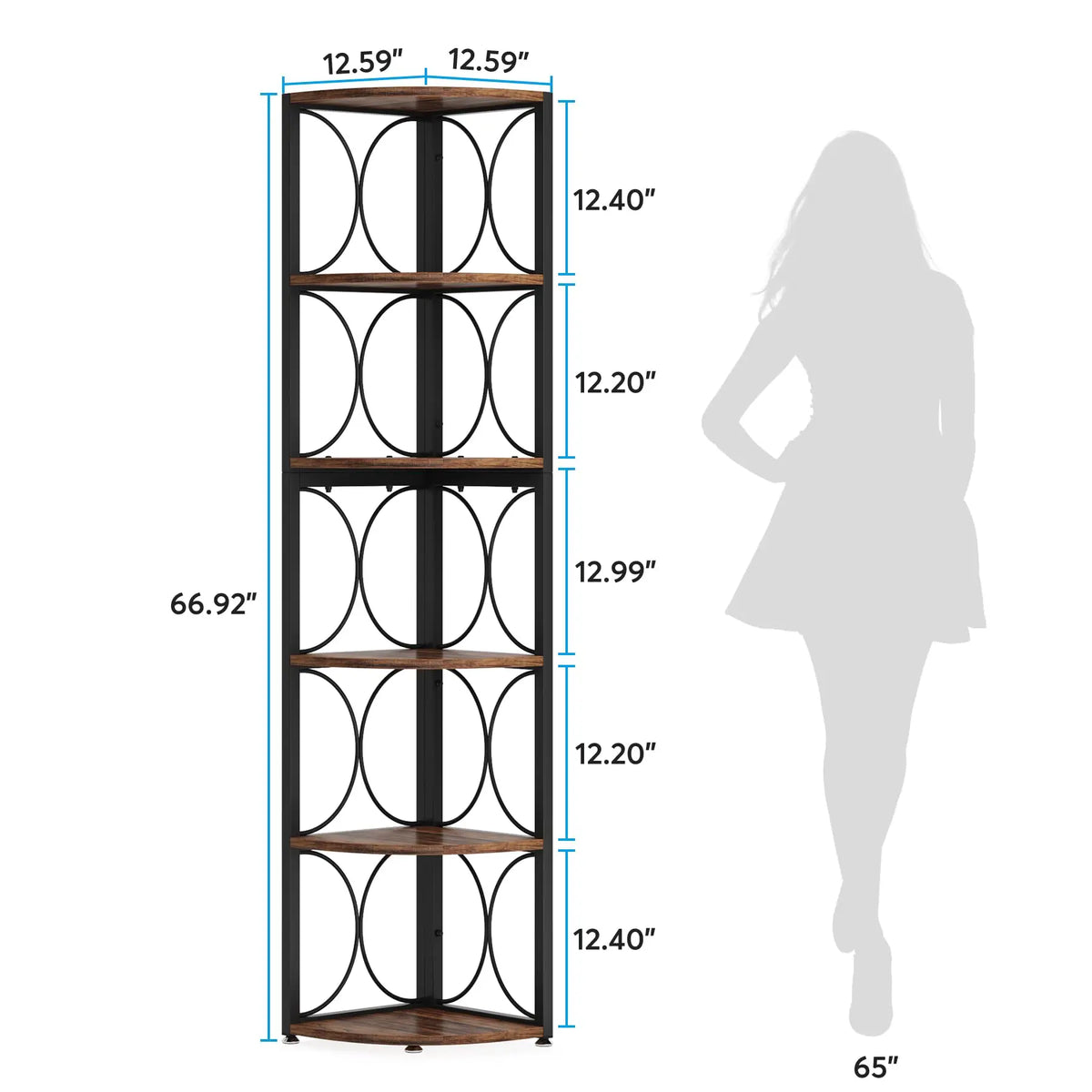 Tribesigns 6 Tier Corner Shelf Bookcase Storage Rack Standing Shelving Unit