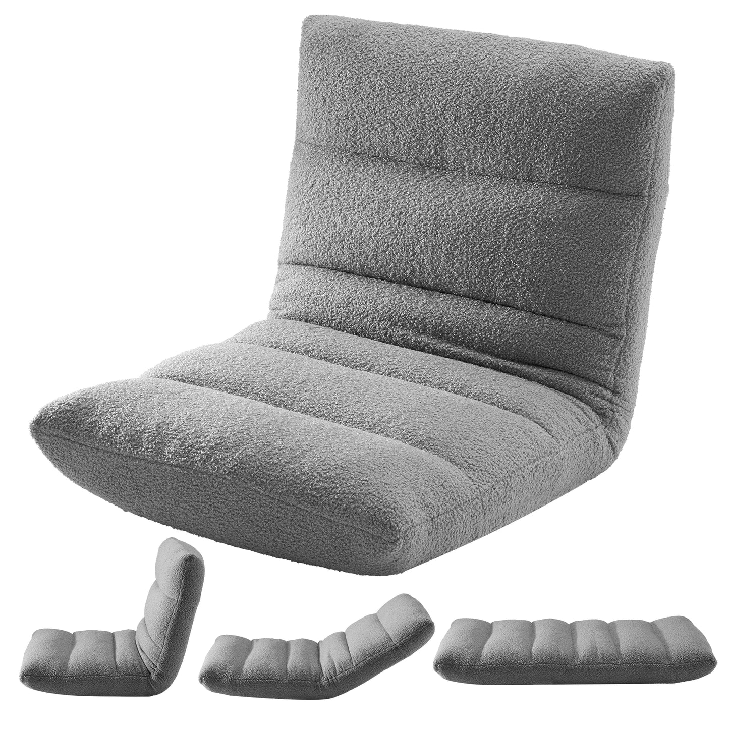 Jhk Adjustable Folding Floor Chair With Comfortable Velvet Cushions