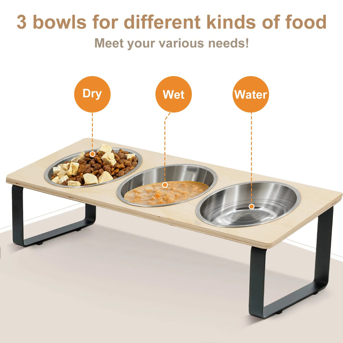 Petraavel Tilted Raised Cat Bowl Feeder With Stainless Steel Stand