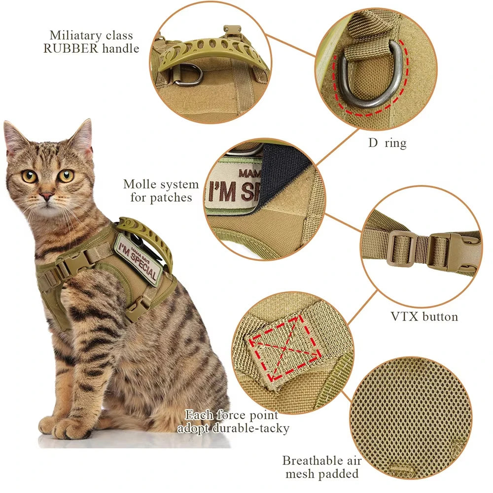 PETRAVEL Tactical Cat Harness and Leash Set for Training