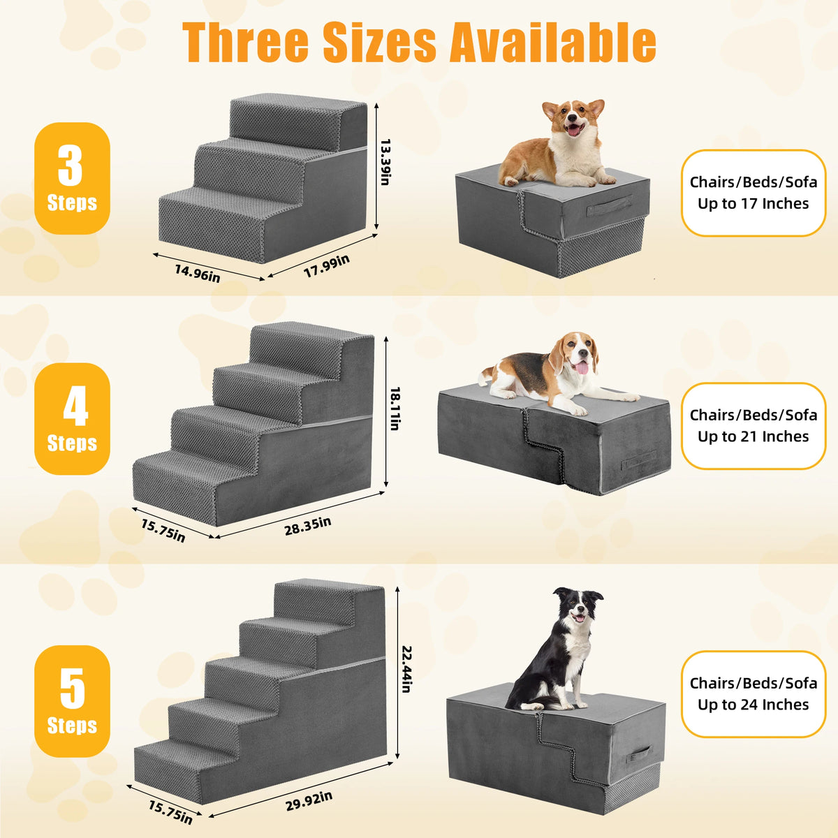 Foam Pet Stair Ramp With Curved Steps For Indoor Dogs