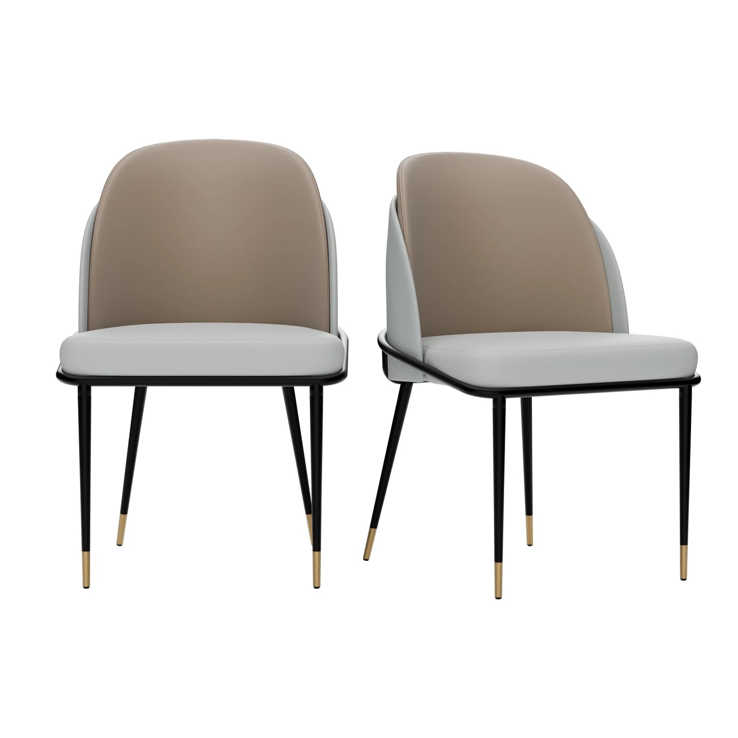 Modern Microfiber Silicone Leather Dining Chair Set With Metal Frame