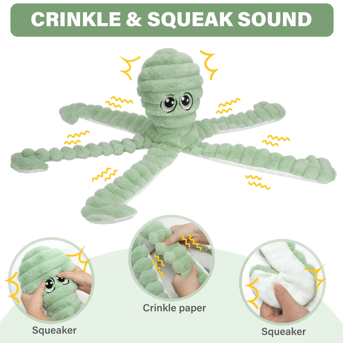 Octopus Design Squeaky Plush Dog Toy For Grinding Teeth