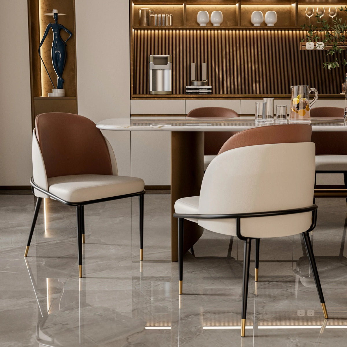 Modern Faux Leather Dining Chair Set With Padded Upholstery