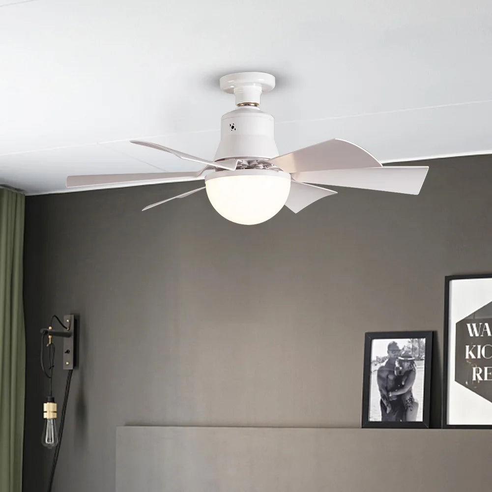 Ceiling Fan Light with Remote 3 Gear Wind Speed Socket Ceiling Fan Dimmable Light Bulb Fan for Living Room Bedroom