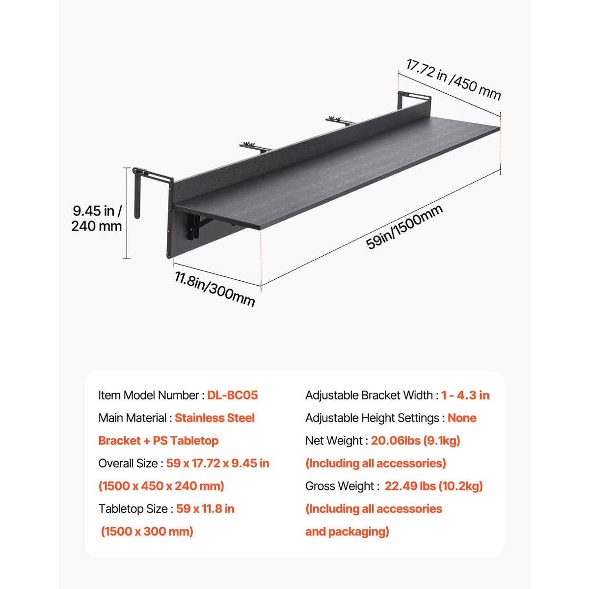Foldable Balcony Railing Serving Table For Outdoor Use