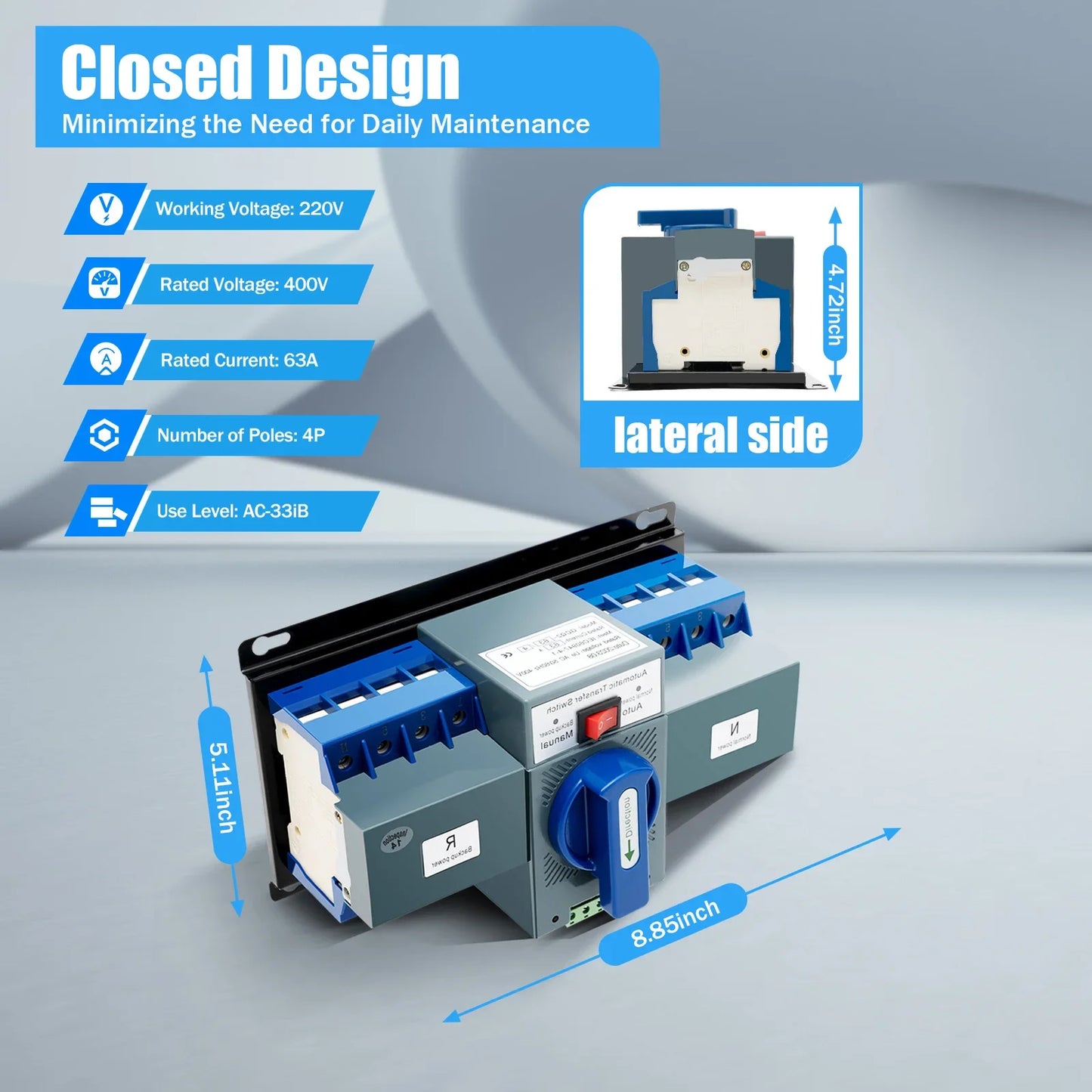 4P/63A PRO Dual Power Automatic Transfer Switch for Generator Ideal for Homes and Public Places Power Supply