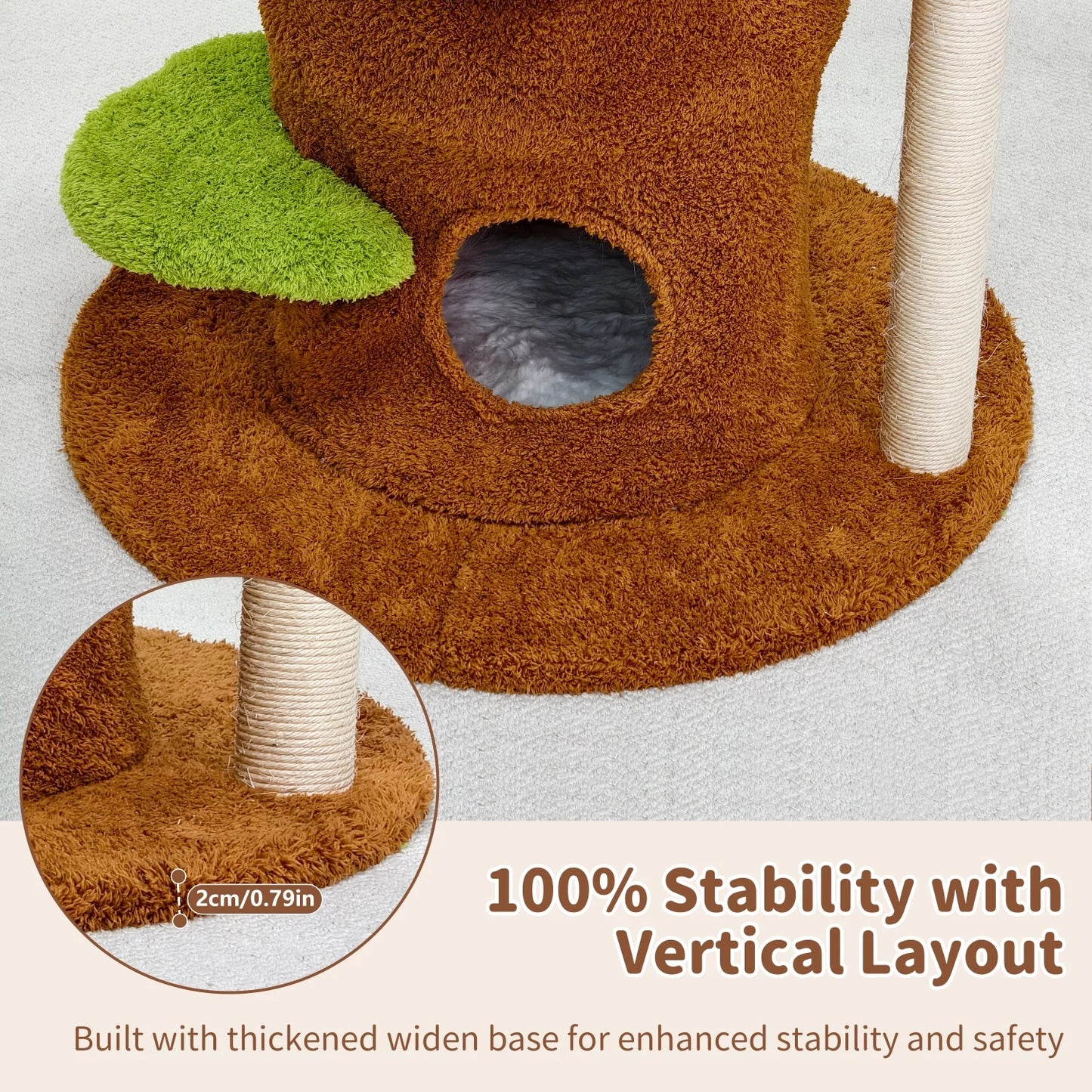 Bingopaw Premium Cat Tower With Sisal Scratcher And Play Cave