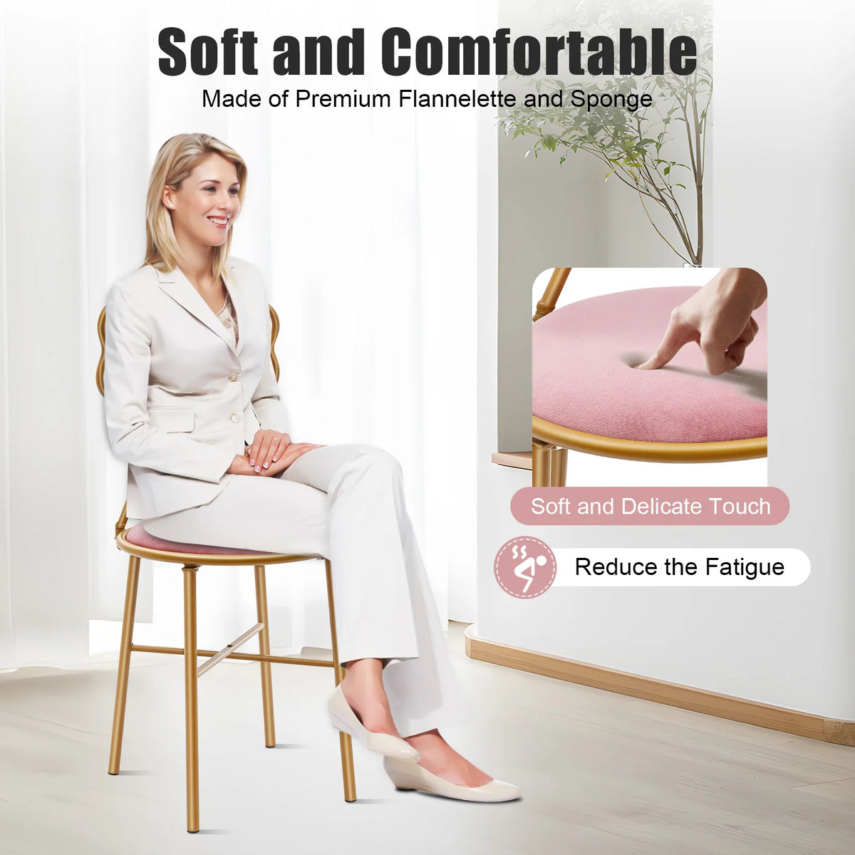 Bymaocar Upholstered Butterfly Backrest Dining Vanity Chair