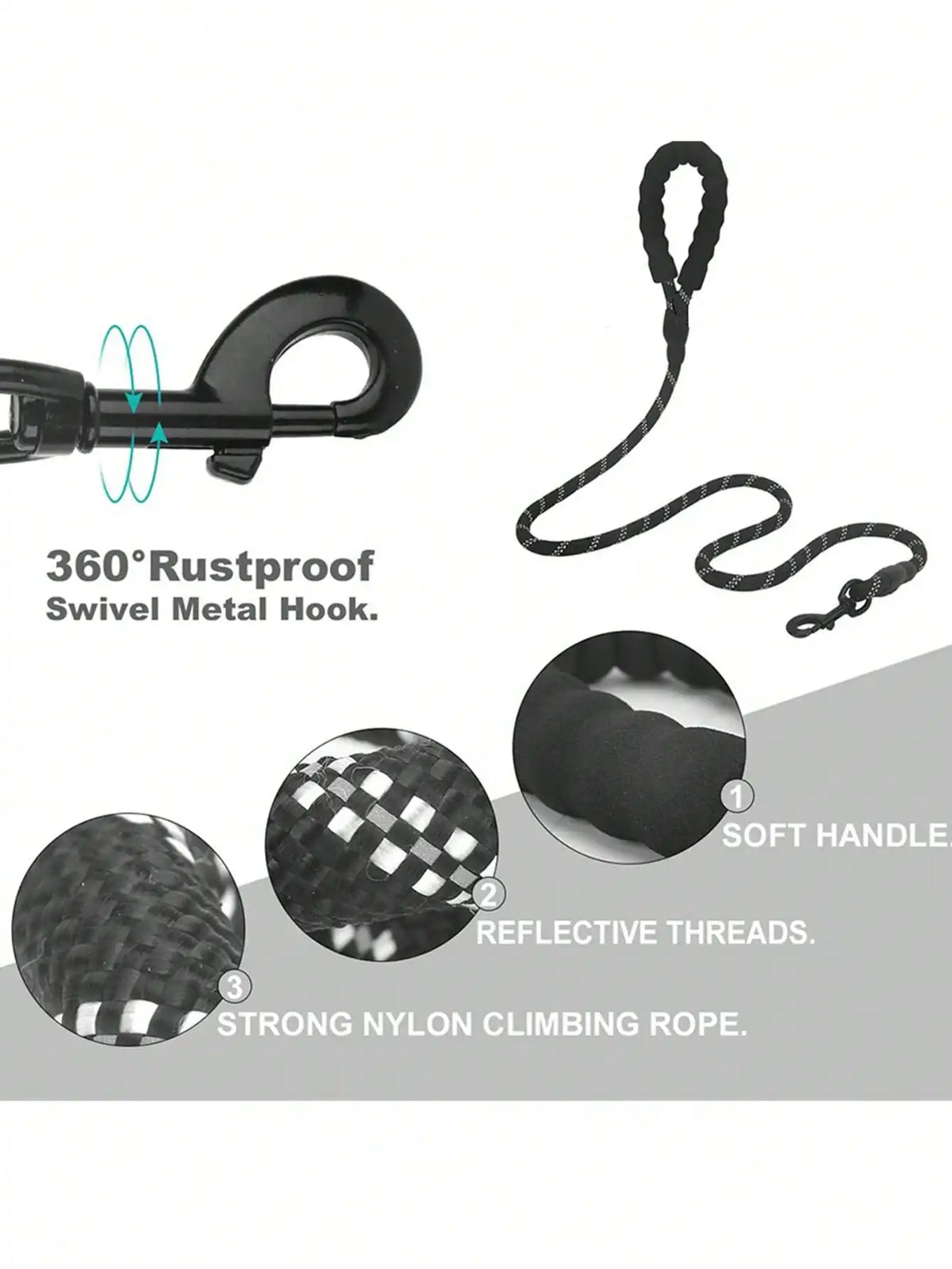 Reflective Nylon Dog Leash With Comfortable Foam Handle For Safe Walks