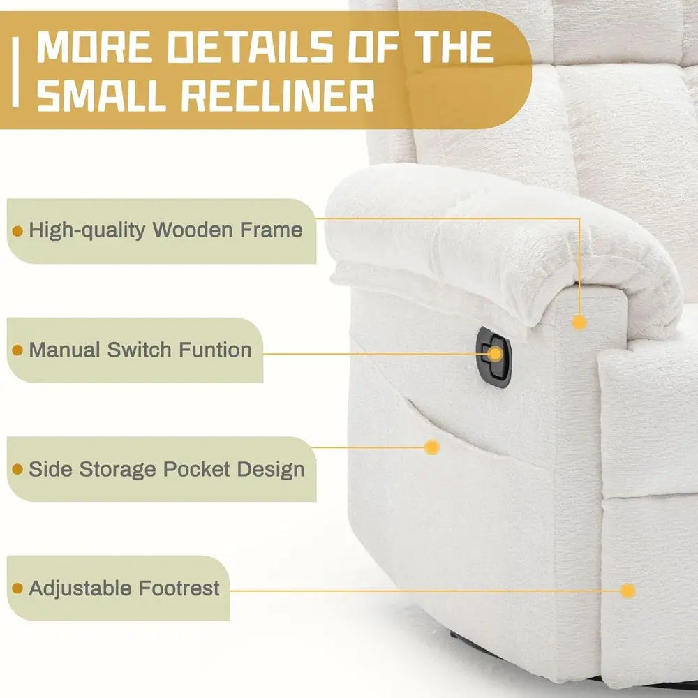 Upholstered Swivel Rocker Recliner Chair For Small Spaces