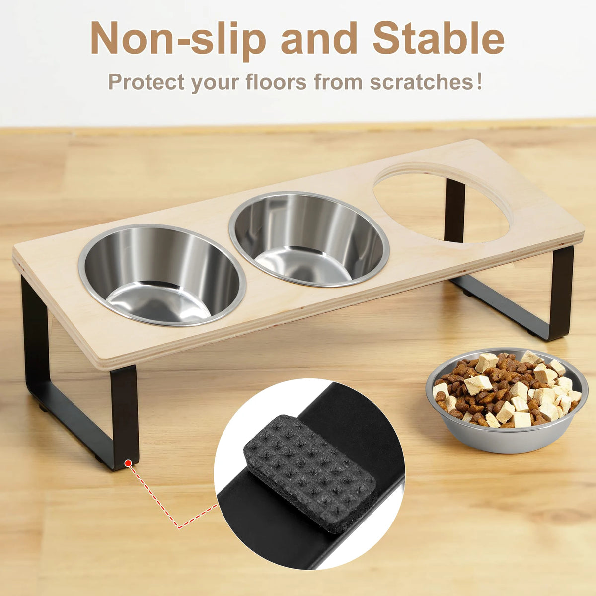 Petraavel Tilted Raised Cat Bowl Feeder With Stainless Steel Stand