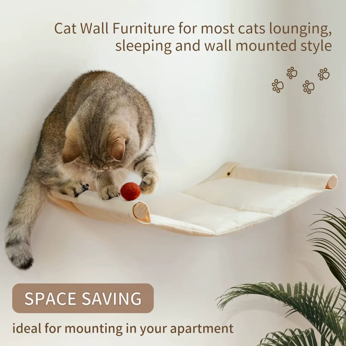 CWV Wall Mounted Cat Hammock With Sisal Scratching Shelves