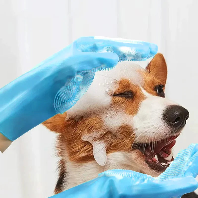 Pet Bathing Glove Silicone Scrubber Mitt For Dogs And Cats