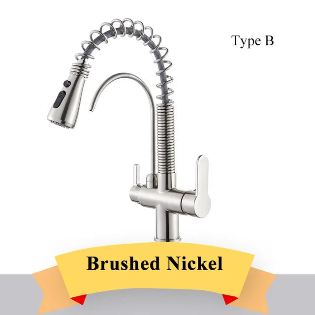 Purification Kitchen Sink Faucet Purified Water Hot and Cold Water Faucets Black Golden Deck Mounted Dual Handle Mixer Tap