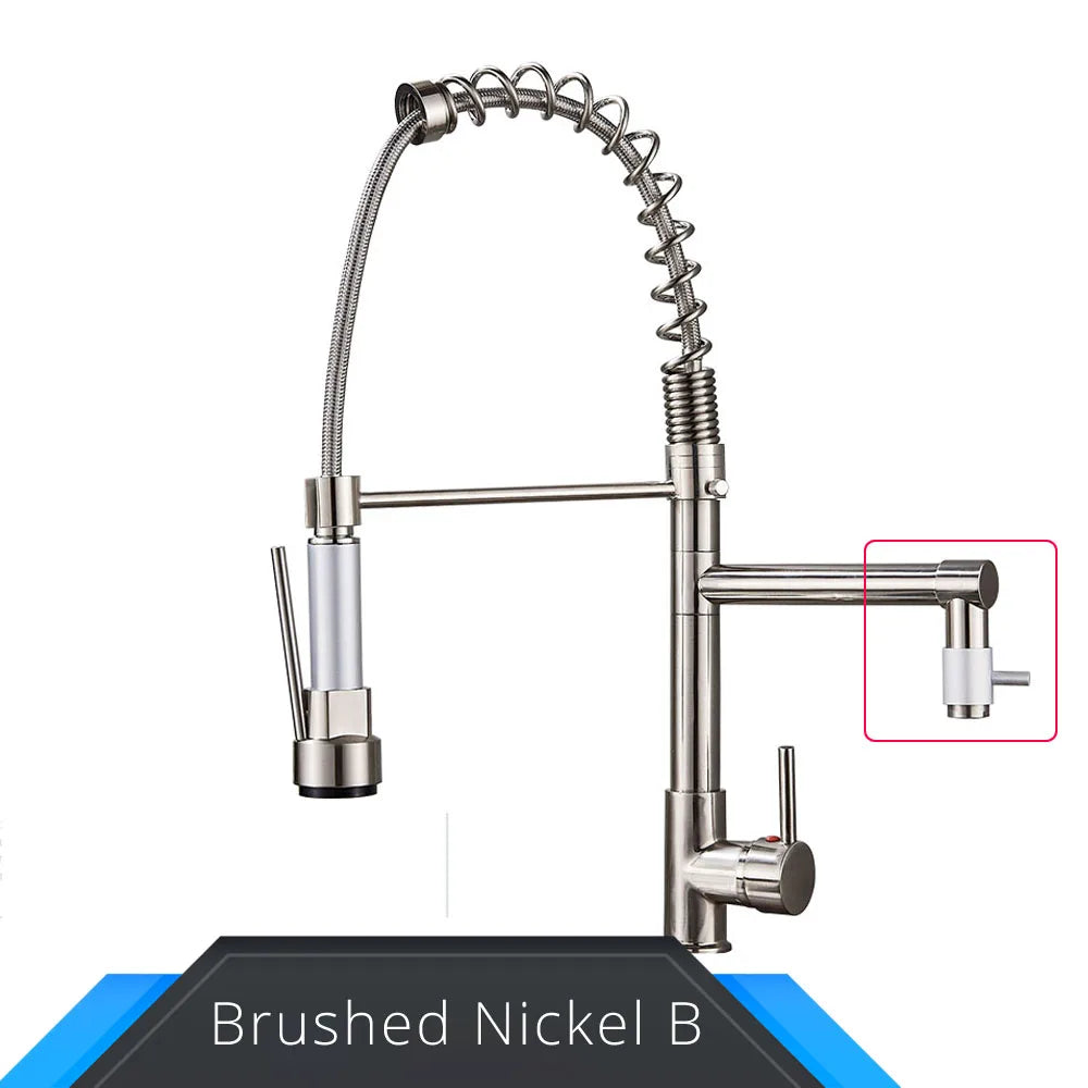 Rozin Black and Rose Golden Spring Pull Down Kitchen Sink Faucet  Hot & Cold Water Mixer Crane Tap with Dual Spout Deck Mounted