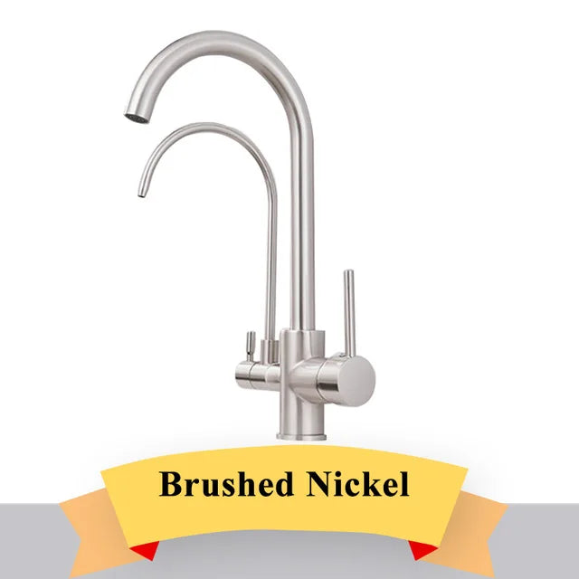 Purification Kitchen Sink Faucet Purified Water Hot and Cold Water Faucets Black Golden Deck Mounted Dual Handle Mixer Tap