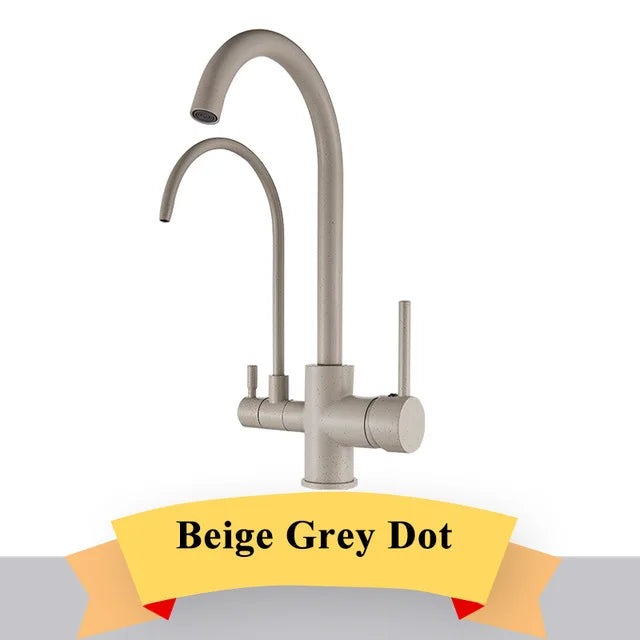 Purification Kitchen Sink Faucet Purified Water Hot and Cold Water Faucets Black Golden Deck Mounted Dual Handle Mixer Tap