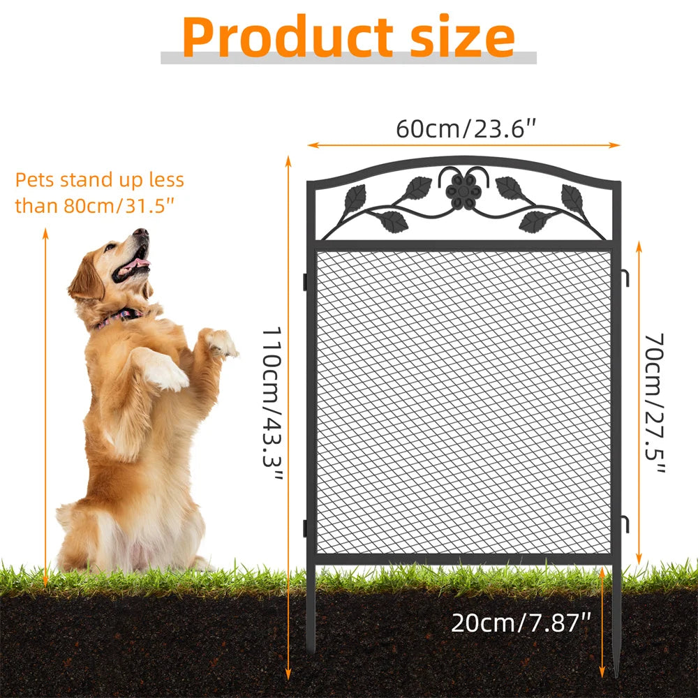 BORWART 5Pcs Tall Dog Fence Panels Iron Pet Barrier