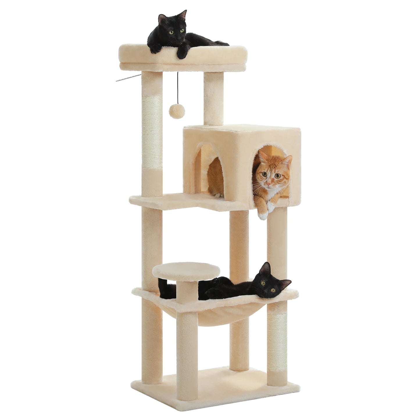 PEQULTI Five Level Cat Tree With Hammock And Sisal Posts