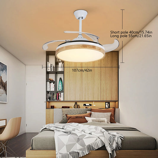 Remote Control Fan Chandelier 42 Inch Ceiling Fan Light 10-22m² Applicable Area Round Chandelier for Bedroom/Kitchen/Hotel