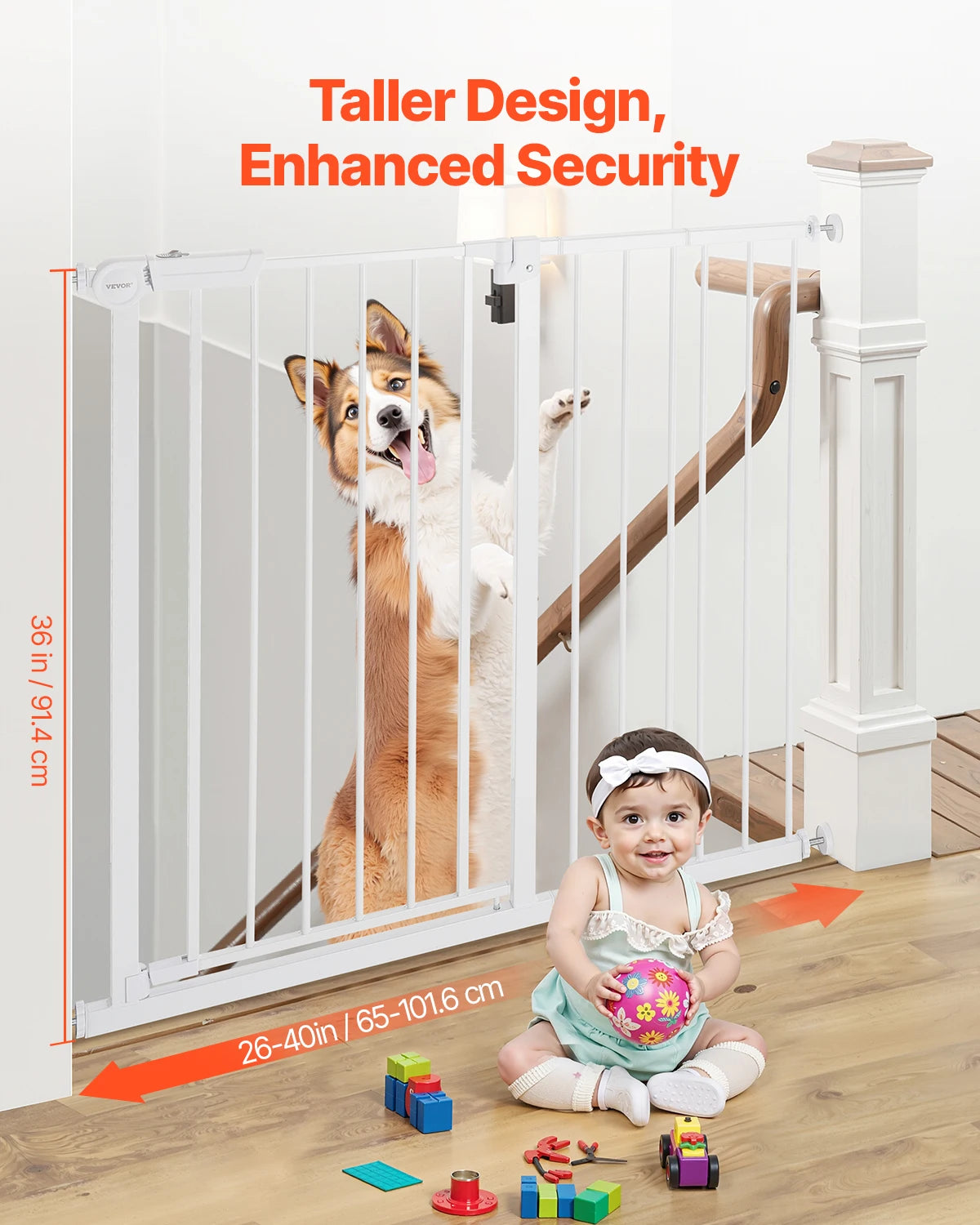 SucceBuy Stainless Steel Baby Gate Pressure Mount With Walk Thru