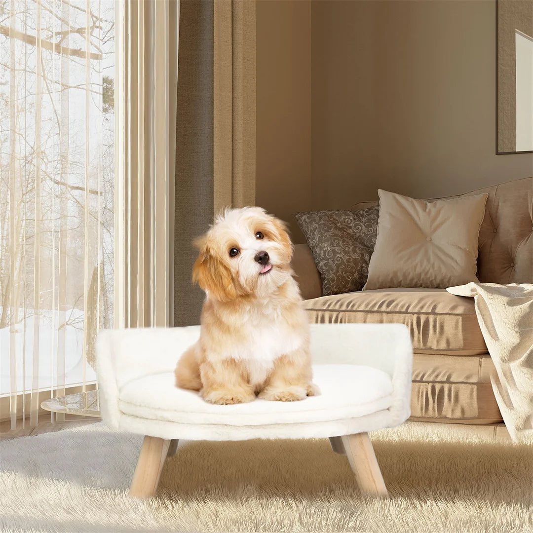 BINGOPAW Luxury Plush Cat Bed Nesting Chair With Wooden Legs