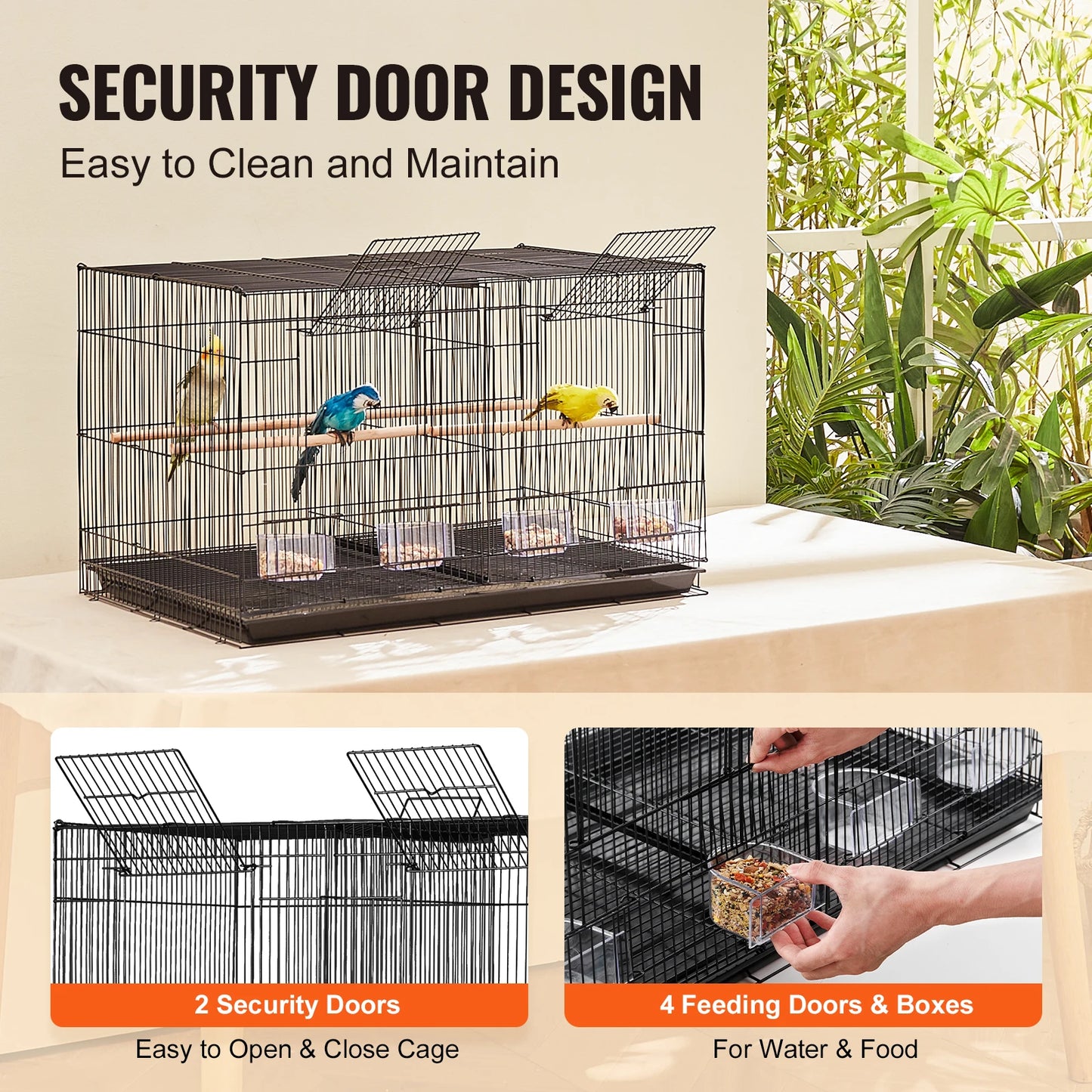 SucceBuy Stackable Divided Bird Cage With Handle And Perch