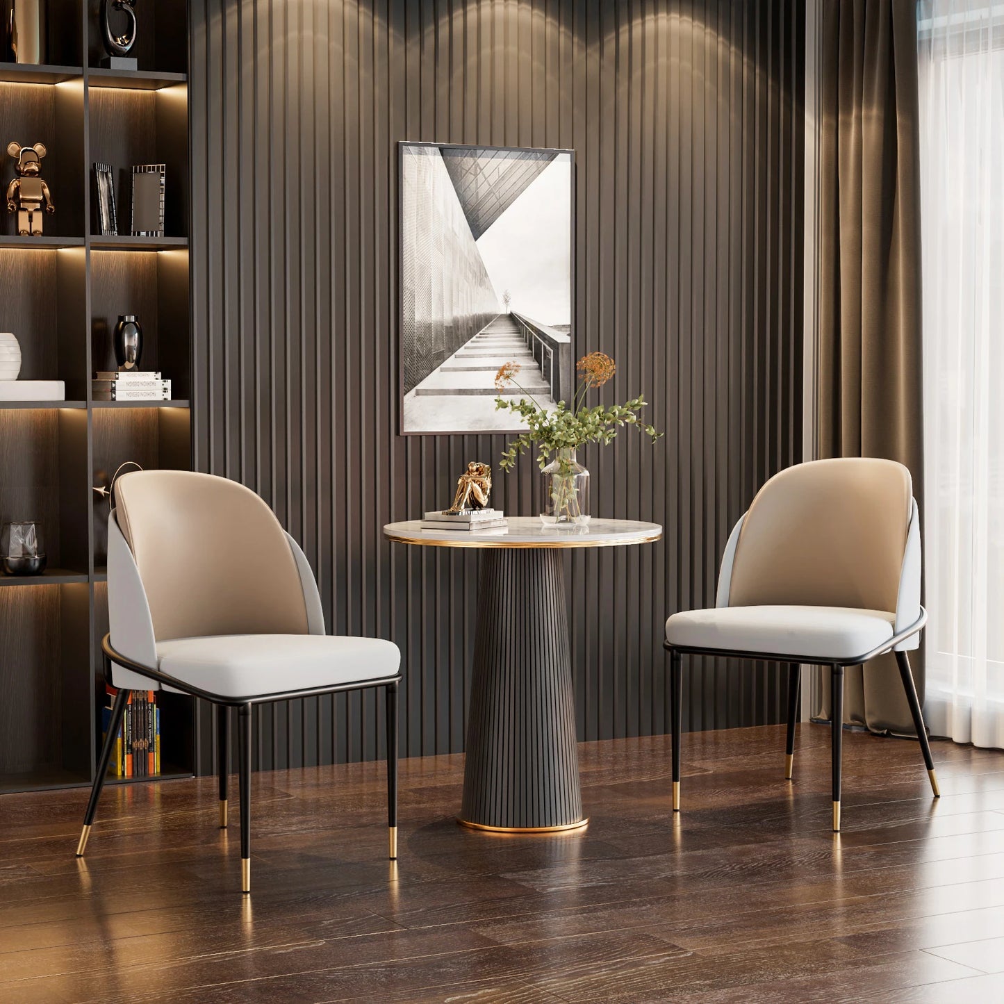 Modern Faux Leather Dining Chair Set With Padded Upholstery