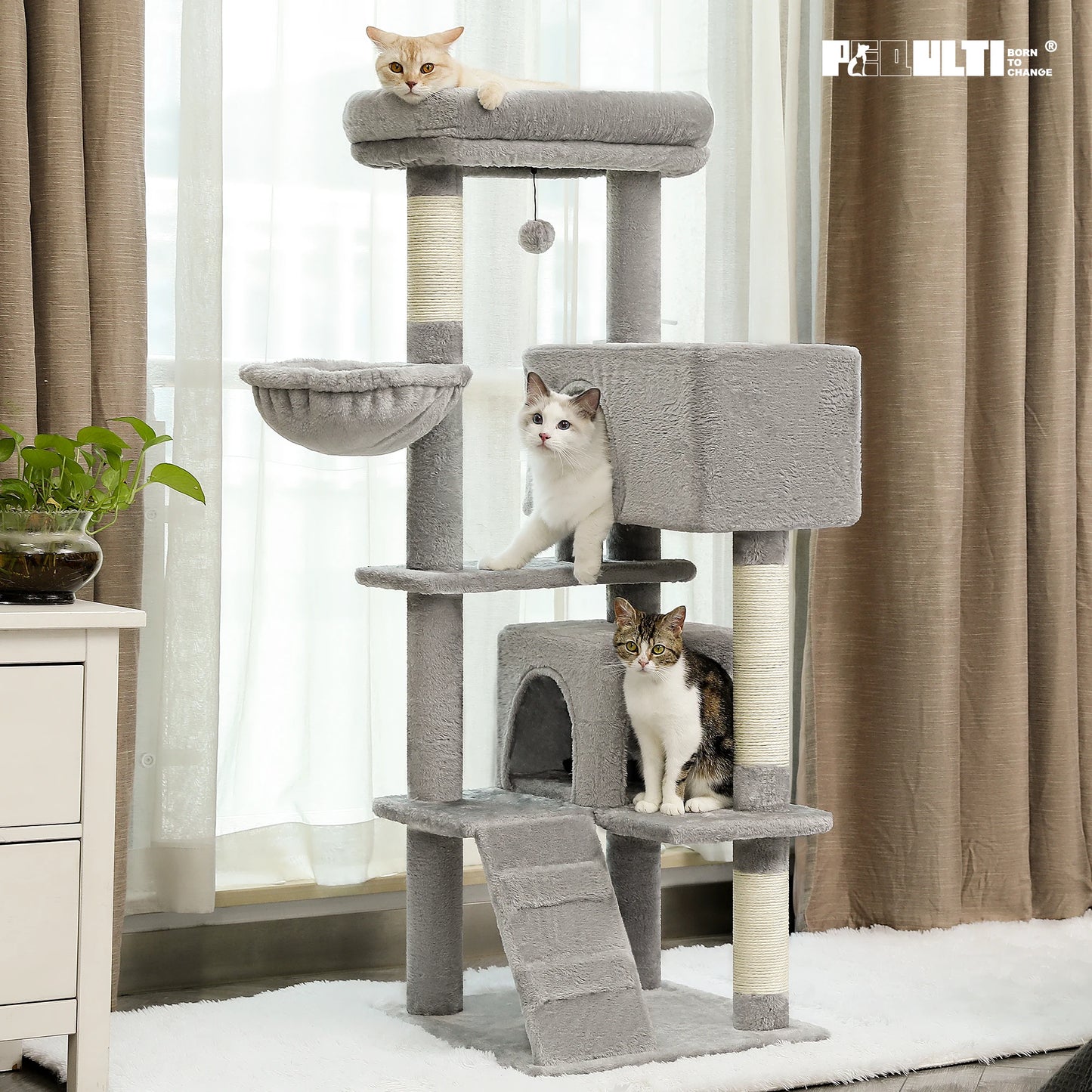 PAWZ Road Indoor Cat Tree With Hammock And Scratching Posts
