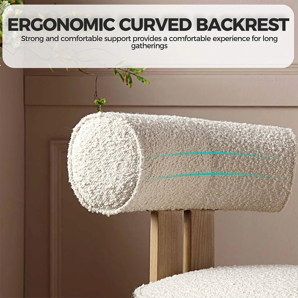 HiMISS Modern Boucle Dining Chairs With Ergonomic Curved Wooden Frame