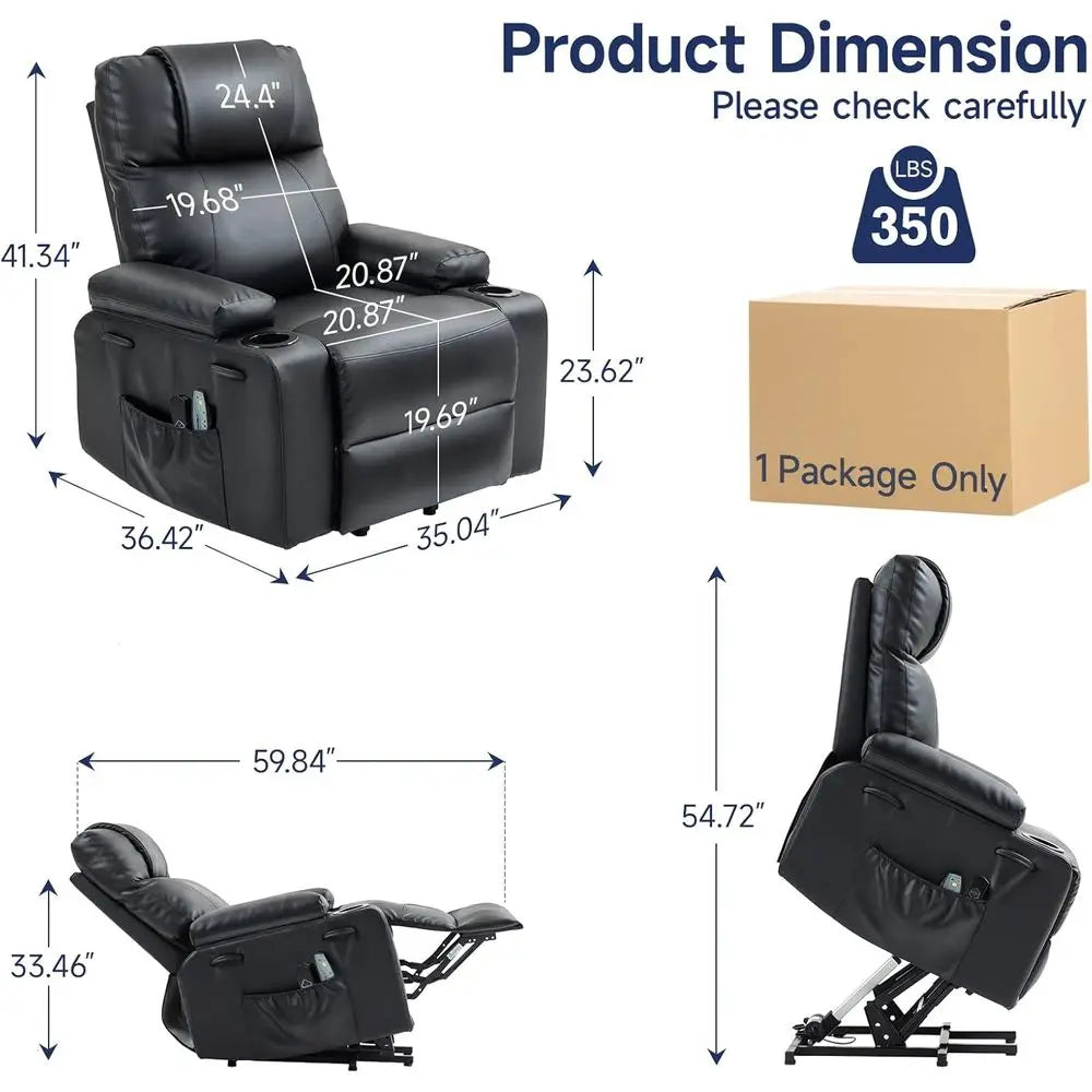 Electric Massage Recliner Chair With Heating And USB Port