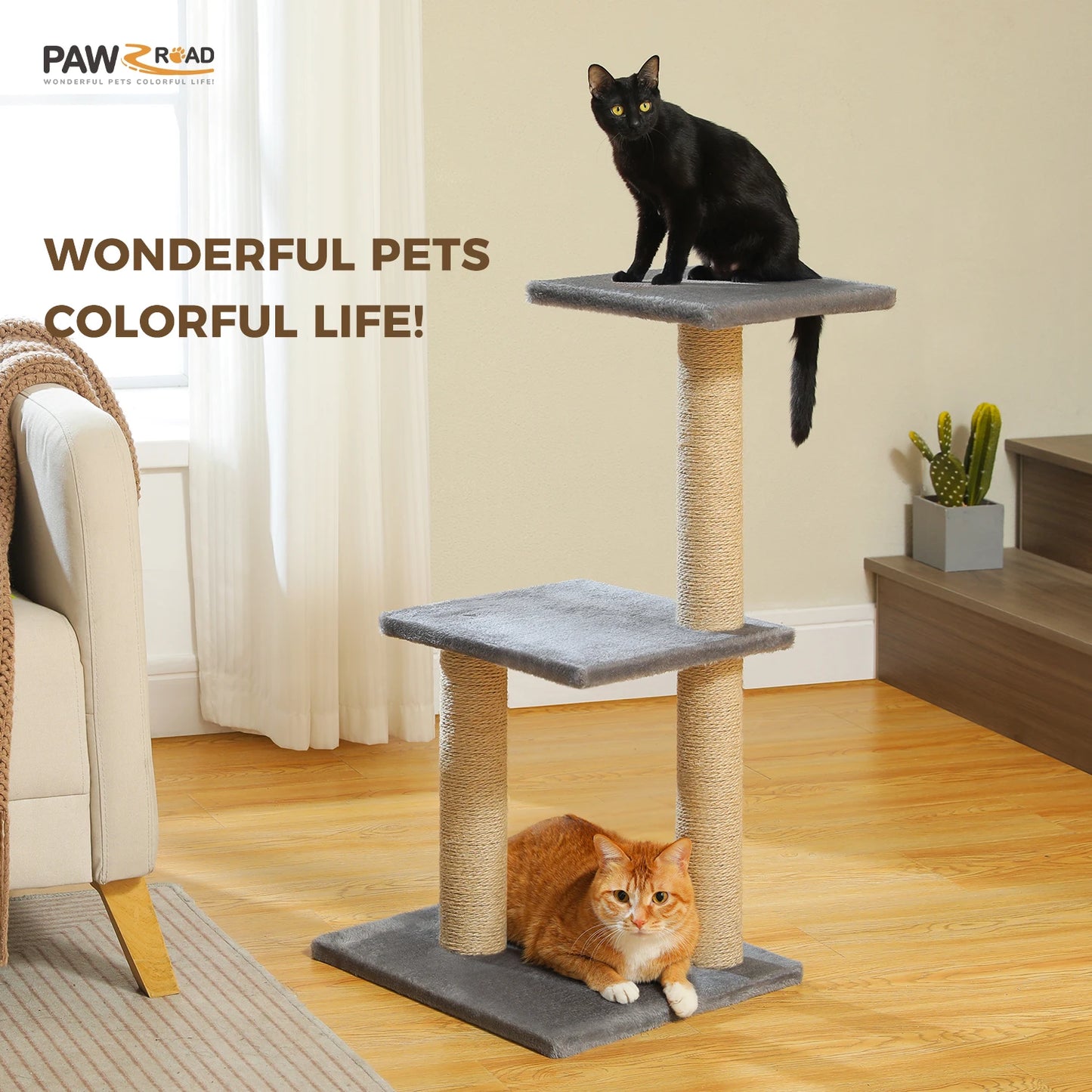 PAWZ Road Indoor Cat Tree Tower With Scratching Post Hammock