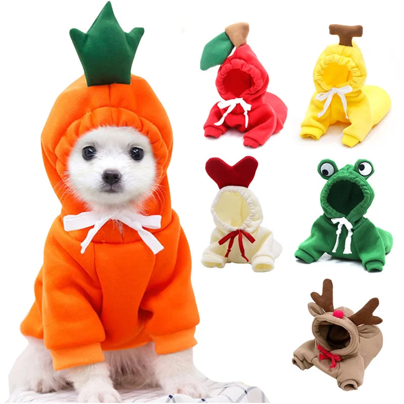 Cute Fruit Themed Fleece Pet Hoodie for Dogs and Cats