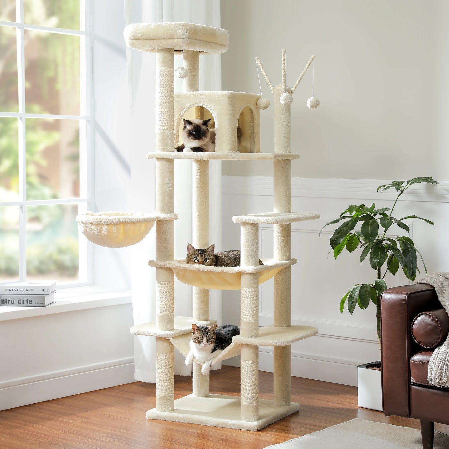 Petepela Indoor Cat Tree With Hammock And Scratching Post