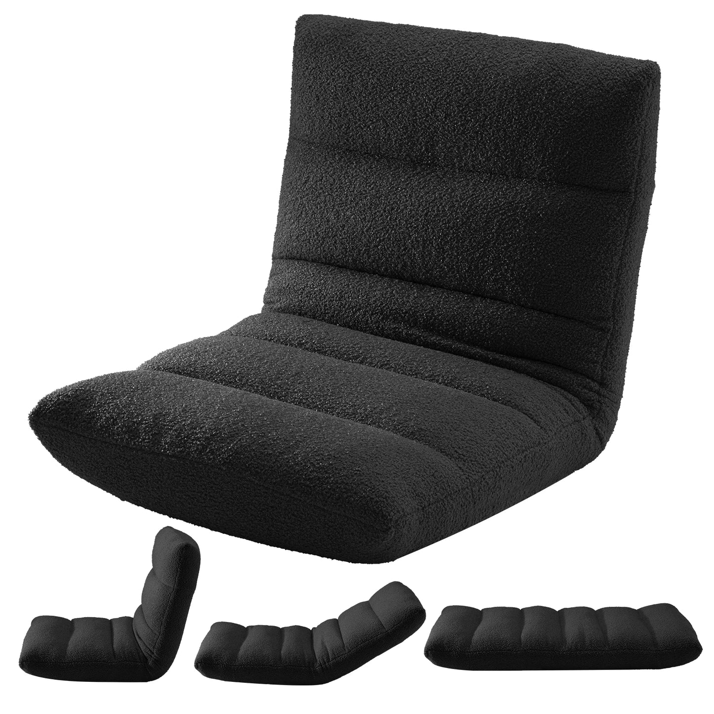 Jhk Adjustable Folding Floor Chair With Comfortable Velvet Cushions