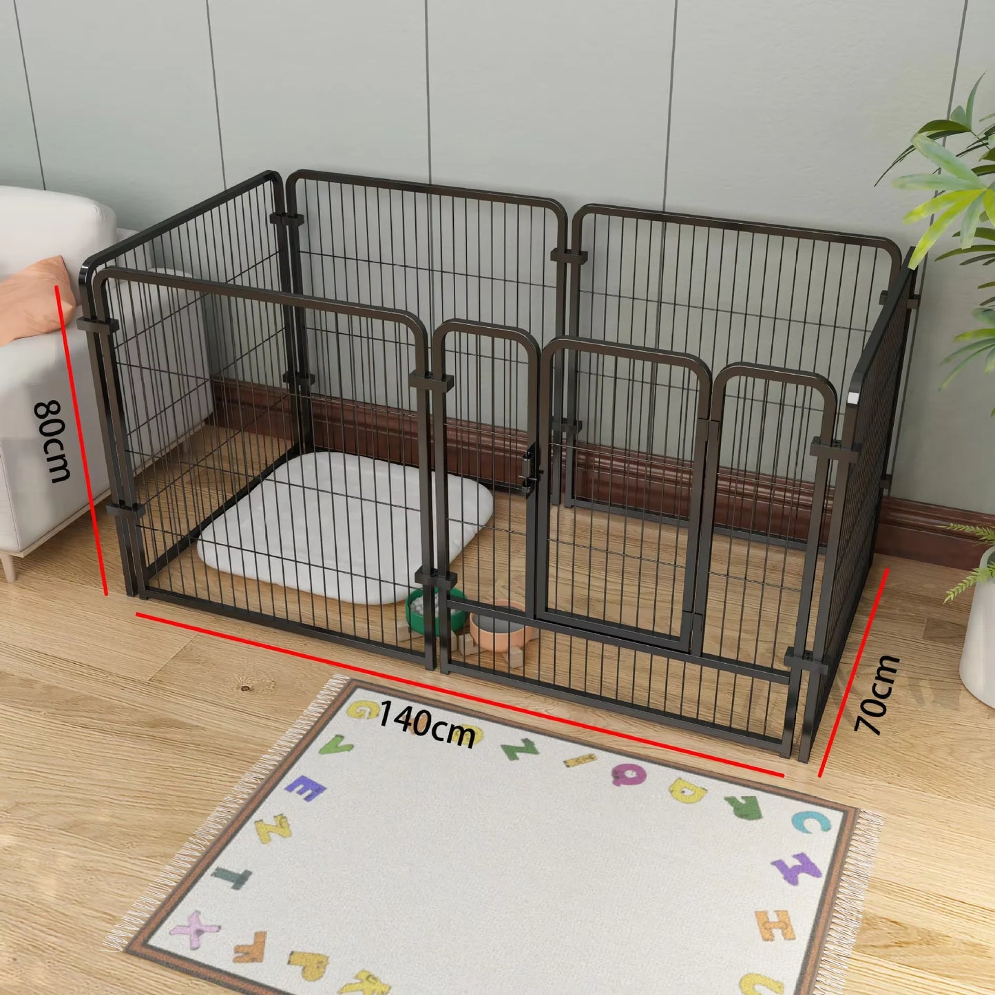 Stainless Steel Dog Fence Playpen Foldable Puppy Exercise Kennel